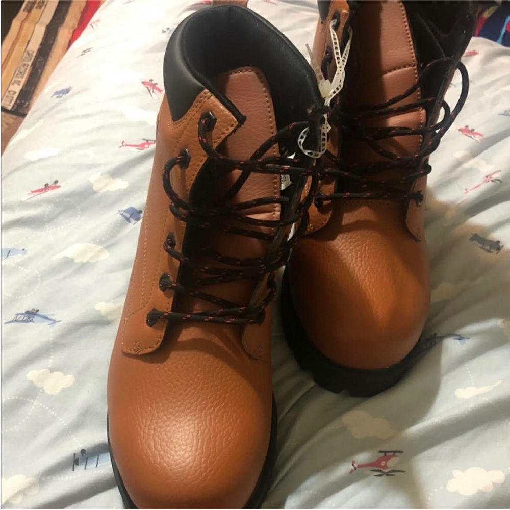 Fila Tan and Black Lace-Up Boots